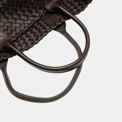Pre Owned Bottega Veneta Brown Lambskin Intreccio Cabat Tote