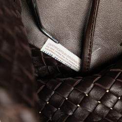 Pre Owned Bottega Veneta Brown Lambskin Intreccio Cabat Tote