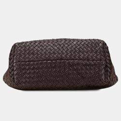 Pre Owned Bottega Veneta Brown Lambskin Intreccio Cabat Tote