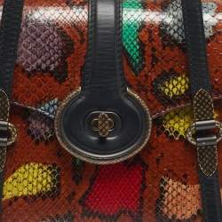 Pre Owned Bottega Venetta Brown Snakeskin and Leather Mezzaluna Bag