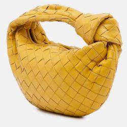 Pre Owned Bottega Veneta Yellow Mini Nappa Intrecciato Jodie