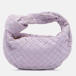Pre Owned Bottega Veneta Purple Mini Suede Intrecciato Jodie