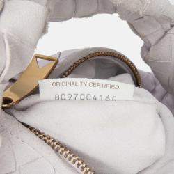 Pre Owned Bottega Veneta White Mini Suede Intrecciato Jodie