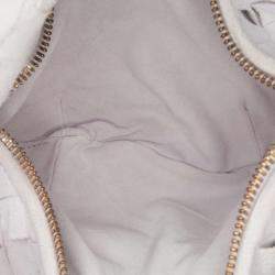 Pre Owned Bottega Veneta White Mini Suede Intrecciato Jodie