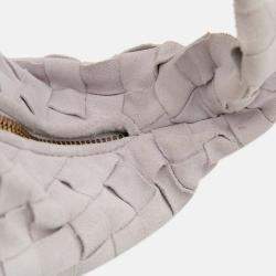 Pre Owned Bottega Veneta White Mini Suede Intrecciato Jodie