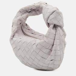 Pre Owned Bottega Veneta White Mini Suede Intrecciato Jodie