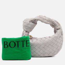 Pre Owned Bottega Veneta White Mini Suede Intrecciato Jodie