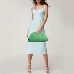 Pre Owned Bottega Veneta Green Terrycloth Fabric Teen The Pouch Clutch
