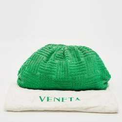 Pre Owned Bottega Veneta Green Terrycloth Fabric Teen The Pouch Clutch