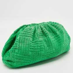 Pre Owned Bottega Veneta Green Terrycloth Fabric Teen The Pouch Clutch