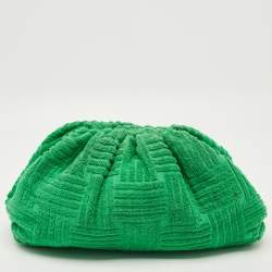 Pre Owned Bottega Veneta Green Terrycloth Fabric Teen The Pouch Clutch