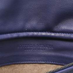 Pre Owned Bottega Veneta Blue Intrecciato Leather Twist Lock Flap Clutch