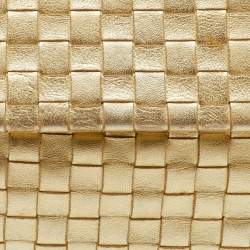 Pre Owned Bottega Veneta Gold Intrecciato Leather Flap Crossbody Bag