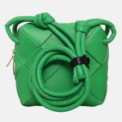 Pre Owned Bottega Veneta Cassette Mini Green Leather Camera Bag