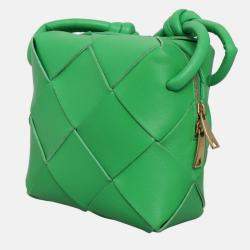 Pre Owned Bottega Veneta Cassette Mini Green Leather Camera Bag