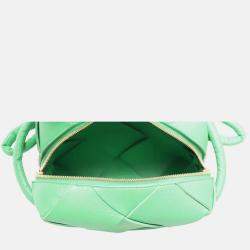 Pre Owned Bottega Veneta Cassette Mini Green Leather Camera Bag