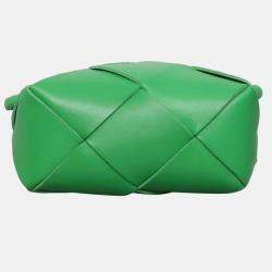 Pre Owned Bottega Veneta Cassette Mini Green Leather Camera Bag