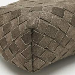 Pre Owned Bottega Veneta Gold/Brown Intrecciato Suede Pouch