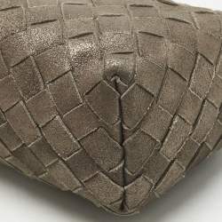 Pre Owned Bottega Veneta Gold/Brown Intrecciato Suede Pouch