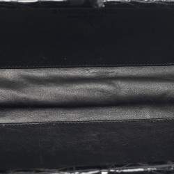 Pre Owned Bottega Veneta Black Alcantara and Alligator Trim Knot Long Clutch