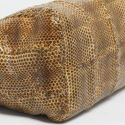 Pre Owned Bottega Veneta Cream/Blue Snakeskin Top Handle Bag