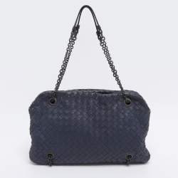 مملوكة مسبقًا Bottega Veneta Blue Intrecciato Leather Duo Shoulder Bag