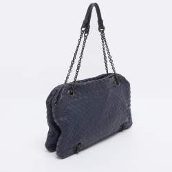 مملوكة مسبقًا Bottega Veneta Blue Intrecciato Leather Duo Shoulder Bag