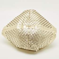 مملوكة مسبقًا Bottega Veneta Metallic Gold Leather Intrecciato Aquilone Fortune Cookie Hobo