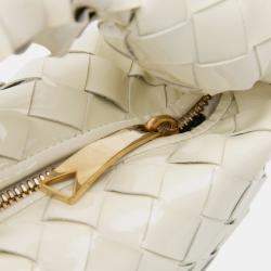 Pre Owned Bottega Veneta White Mini Patent Intrecciato Jodie