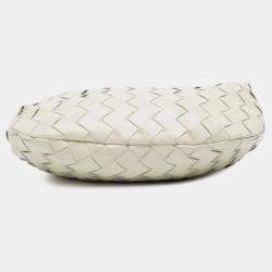 Pre Owned Bottega Veneta White Mini Patent Intrecciato Jodie