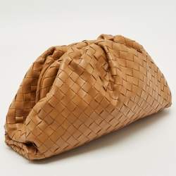 Pre Owned Bottega Veneta Brown Intrecciato Leather Classic The Pouch Clutch