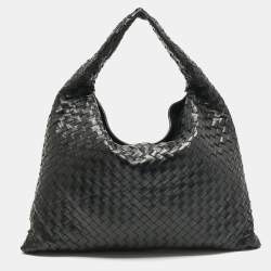 مم لوكة مسبقًا حقيبة الكتف بوتيغا فينيتا هوب جلد إنتريشياتو أسود كبيرة