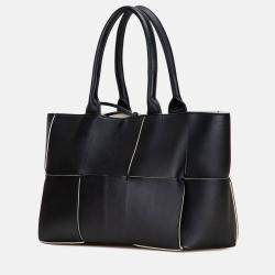 Pre Owned Bottega Veneta Black Small Nappa Maxi Intrecciato Arco Tote