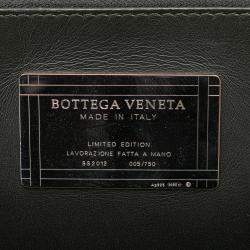 Pre Owned Bottega Veneta Black Medium Lambskin Intreccio Cabat Tote