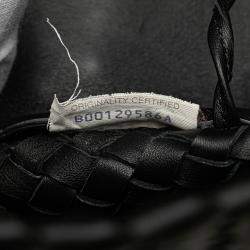 Pre Owned Bottega Veneta Black Medium Lambskin Intreccio Cabat Tote