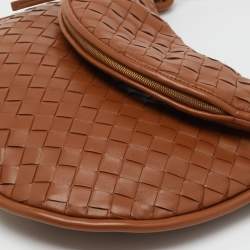 Pre Owned Bottega Veneta Brown Intrecciato Leather Medium Gemelli Shoulder Bag
