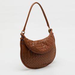 Pre Owned Bottega Veneta Brown Intrecciato Leather Medium Gemelli Shoulder Bag
