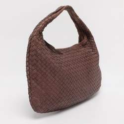 Pre Owned Bottega Veneta Brown Intrecciato Leather Small Veneta Hobo