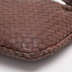 Pre Owned Bottega Veneta Brown Intrecciato Leather Small Veneta Hobo