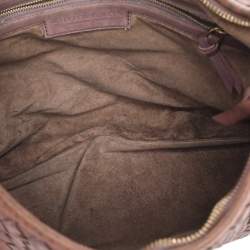 Pre Owned Bottega Veneta Brown Intrecciato Leather Small Veneta Hobo