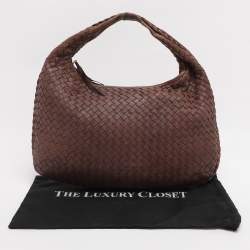 Pre Owned Bottega Veneta Brown Intrecciato Leather Small Veneta Hobo