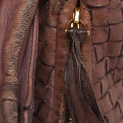 Pre Owned Bottega Veneta Brown Intrecciato Leather Small Veneta Hobo