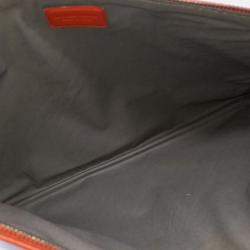 Pre Owned Bottega Veneta Orange Leather mesh clutch