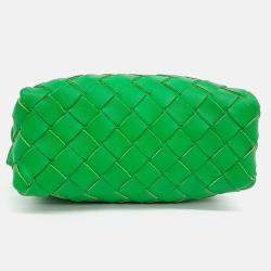 Pre Owned حقيبة كاميرا ميني بوتيغا فينيتا جلد أخضر حلقة