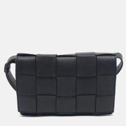 Pre Owned Bottega Veneta Black Leather Bottega Veneta Cassette Bag