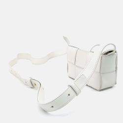 Pre Owned Bottega Veneta White Leather Cassette Mini