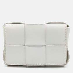 Pre Owned Bottega Veneta White Leather Cassette Mini