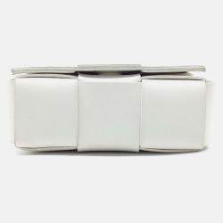 Pre Owned Bottega Veneta White Leather Cassette Mini
