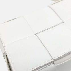 Pre Owned Bottega Veneta White Leather Cassette Mini