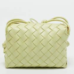Pre Owned Bottega Veneta Lime Intrecciato Leather Mini Loop Camera Bag